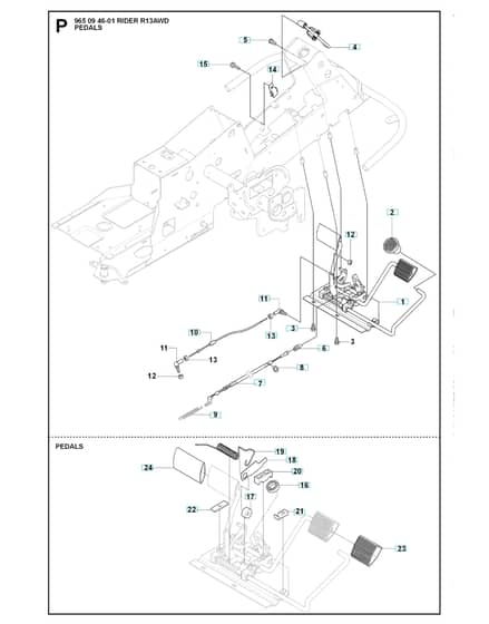 Husqvarna RIDER 13 AWD - Pedals