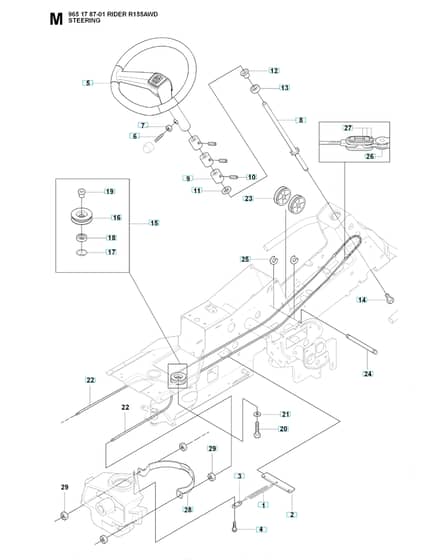 Husqvarna RIDER 155 AWD - Steering