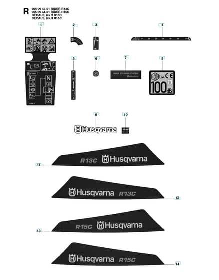 Husqvarna RIDER 15 C - Decals