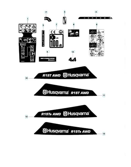 Husqvarna RIDER 15T AWD - Decals
