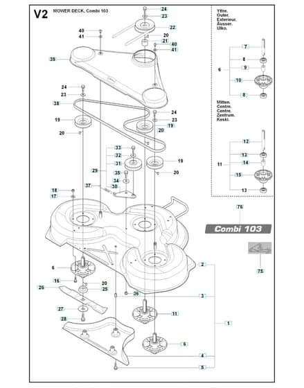 Husqvarna RIDER 15V2 - 103cm Cutting Deck 3