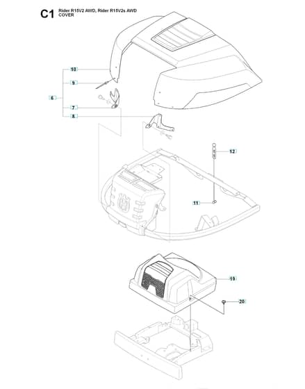 Husqvarna RIDER 15V2S AWD - Hood