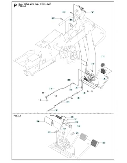 Husqvarna RIDER 15V2S AWD - Pedals