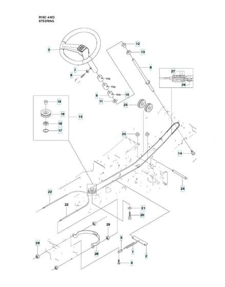 Husqvarna RIDER 16C AWD - Steering