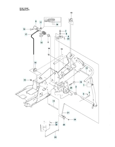 Husqvarna RIDER 16C - Mower Lift & Deck Lift