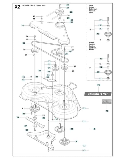 Husqvarna RIDER 175 AWD - 44" 112cm Cutting Deck 3