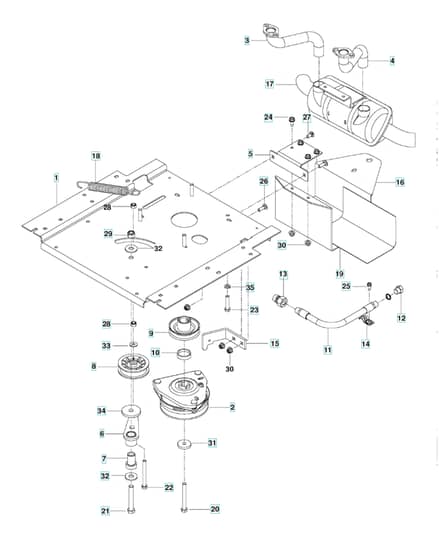 Husqvarna Rz46215 - Engine Mounting With Guards & Muffler