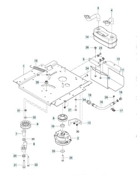 Husqvarna Rz4824F - Engine Mounting With Guards & Muffler