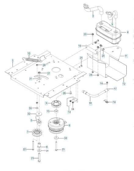 Husqvarna Rz5422 - Engine Mounting With Guards & Muffler