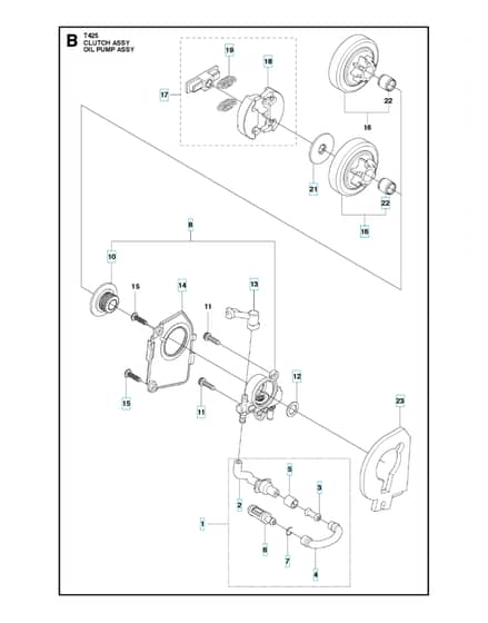 Husqvarna T425 - 2008-curr - Clutch & Oil Pump