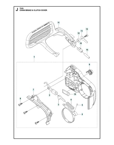Husqvarna T525 - Chain Brake & Clutch Cover