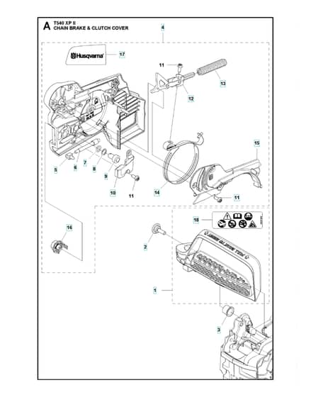 Husqvarna T540XPII - Chain Brake & Clutch Cover