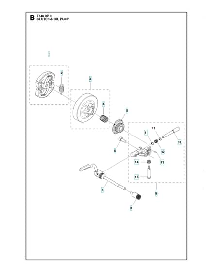 Husqvarna T540XPII - Clutch & Oil Pump
