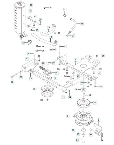 Husqvarna V548 - Engine Mounting With Guards & Muffler