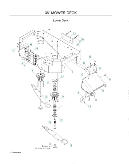 Husqvarna WH3615966947001 - 36" Cutting Deck- Lower