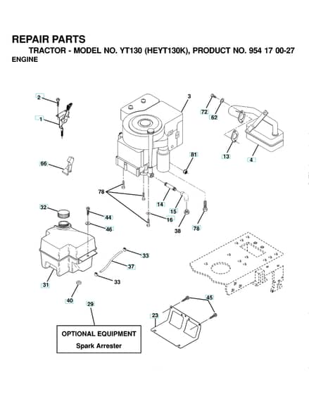 Husqvarna Yt130 - Engine & Cutting Equipment