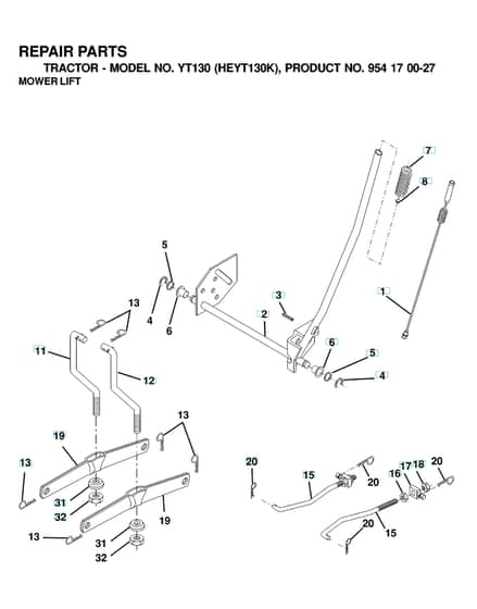 Husqvarna Yt130 - Mower Lift & Deck Lift