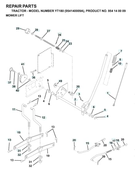 Husqvarna Yt180 - Mower Lift & Deck Lift