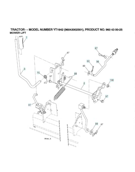 Husqvarna Yt1942 - Mower Lift & Deck Lift