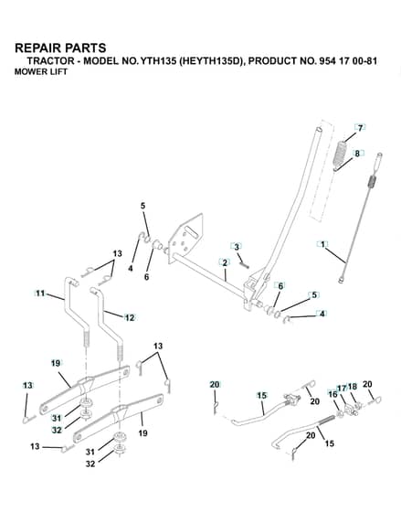 Husqvarna Yth135 - Mower Lift & Deck Lift