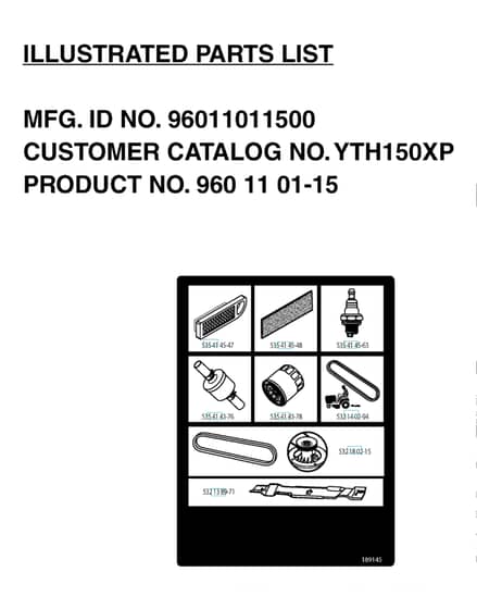 Husqvarna Yth150 Xp - Frequently Used Parts