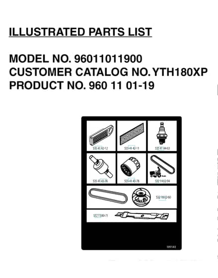 Husqvarna Yth180 Xp - Frequently Used Parts