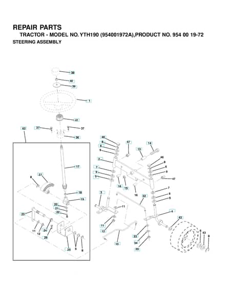 Husqvarna Yth190 - Steering