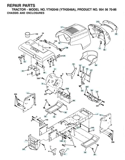Husqvarna Yth2048 A - Chassis & Enclosures