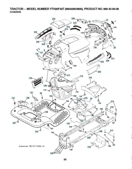 Husqvarna Yth20F42 T - Chassis & Frame