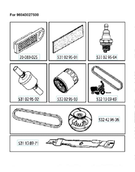 Husqvarna Yth20K42 - Frequently Used Parts