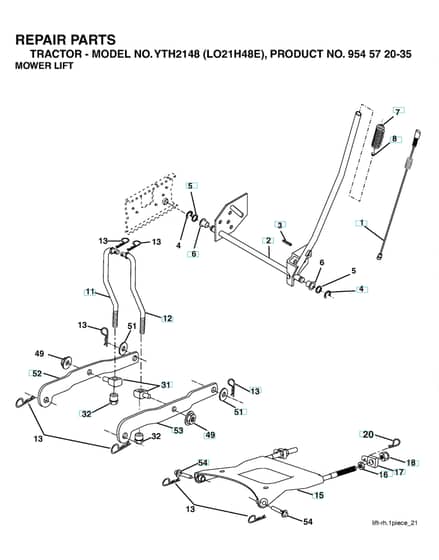 Husqvarna Yth2148 - Mower Lift & Deck Lift