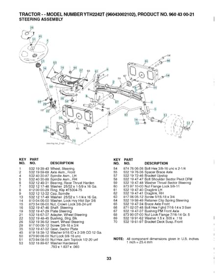 Husqvarna Yth2242 T - Steering