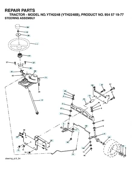 Husqvarna Yth2248B - Steering