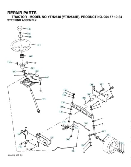 Husqvarna Yth2548B - Steering