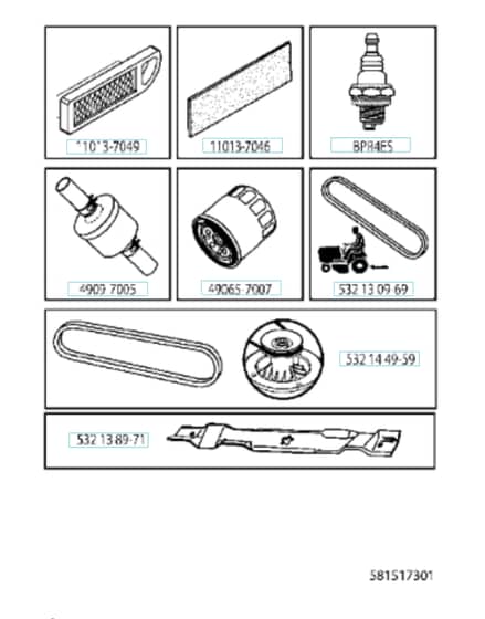 Husqvarna Yth 184T - Frequently Used Parts