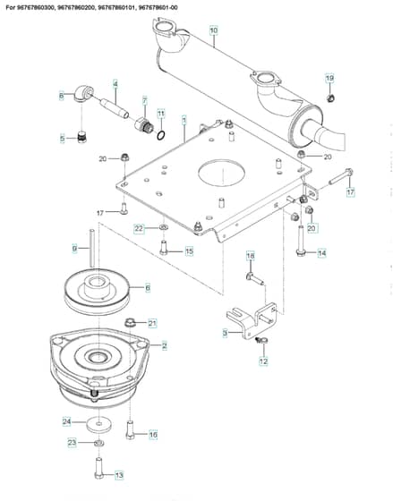Husqvarna Z554 X - Engine Mounting With Guards & Muffler