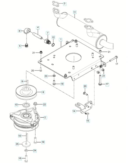 Husqvarna Z560 - Engine Mounting With Guards & Muffler