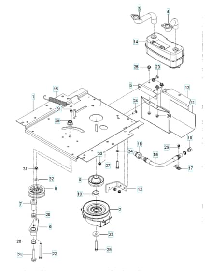 Husqvarna Z 254F - Engine Mounting With Guards & Muffler