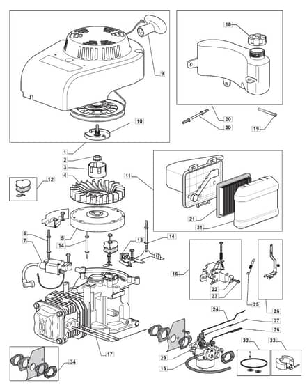 M44 PD - 2008-2010 - 292502043/UM8 - Mountfield Rotary Mower WBE0701 Engine Diagram