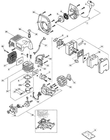 MB 22CX - 2005-2007 - 282020001/MOU - Mountfield Brushcutter Engine Diagram