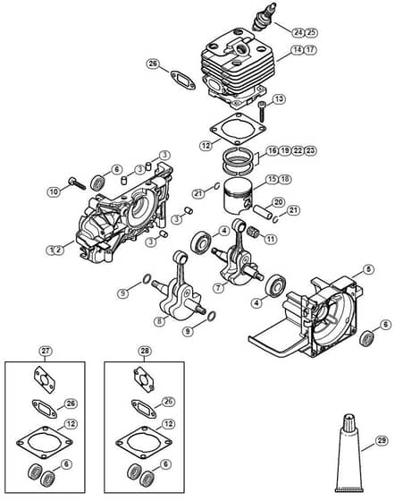 Genuine Stihl KA120 / A - Crankcase, Cylinder