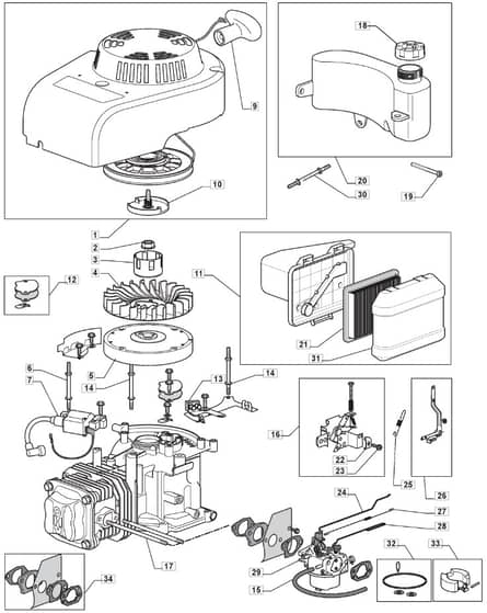 M64 PD - 2008-2010 - 292552143/UM8 - Mountfield Rotary Mower WBE0701 Engine Diagram