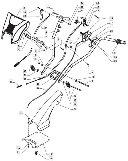 MANOR 40R-G - 2008-2010 - 214010043/MO8 - Mountfield Tiller Handle Diagram