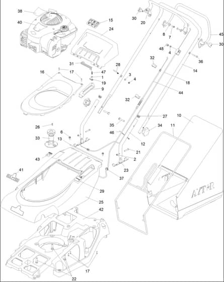 Hayter Spirit 41 Petrol AD - 619J (400000000 - 401999999) - Upper Assembly