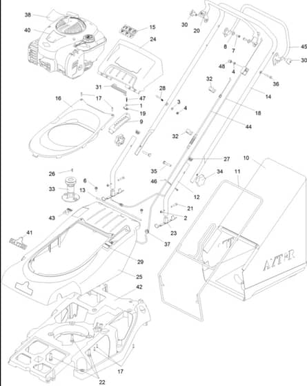 Hayter Spirit 41 Petrol AD - 619J (315001901 - 315999999) - Upper Assembly