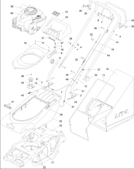 Hayter Spirit 41 Petrol AD - 619J (314000001 - 314999999) - Upper Assembly