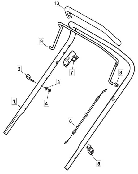 S461 HP - 2010-2011 - 299481043/M10 - Mountfield Rotary Mower Upper Handle Diagram