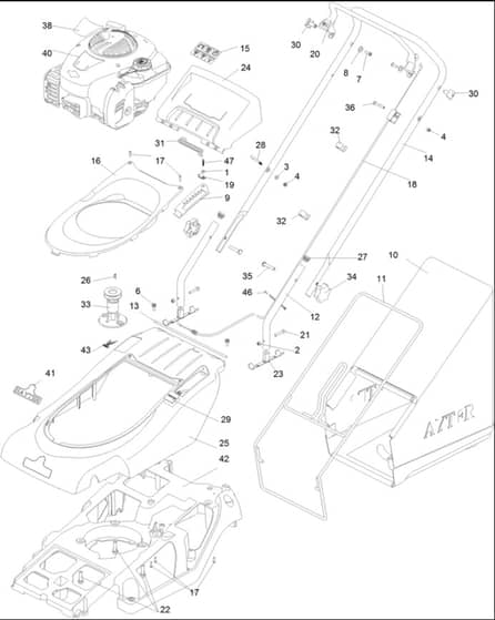 Hayter Spirit 41 Petrol Push - 617J (314000001 - 314999999) - Upper Assembly