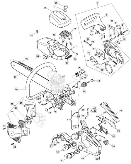 MC 3616 - 2012 - 228116003/M11 - Mountfield Chainsaw Housing Diagram