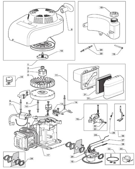 MULTICLIP 501 HP - 2011 - 291501043/M11 - Mountfield Rotary Mower WBE0701 Engine Diagram